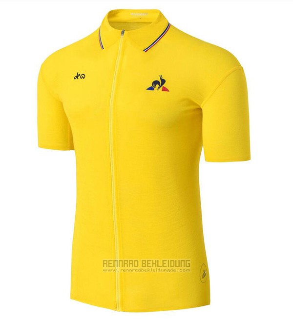 2017 Fahrradbekleidung Coq Sportif Tour de France Gelb Trikot Kurzarm und Tragerhose